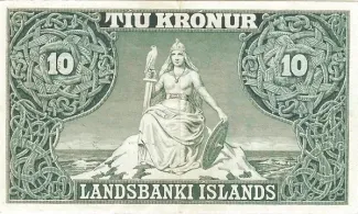 Iceland 10 Krónur, 1928 reverse