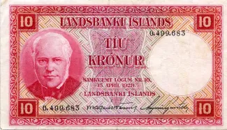 Iceland 10 Krónur, 1928 image