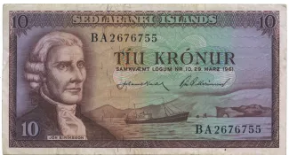 Iceland 10 Krónur, 1961 image