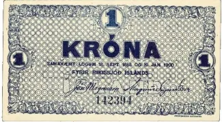 Iceland 1 Króna, 1920 image