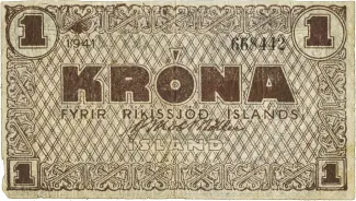 Iceland 1 Króna, 1941 image