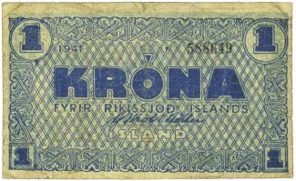 Iceland 1 Króna, 1941 image
