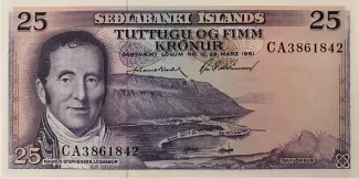 Iceland 25 Krónur, 1961 image