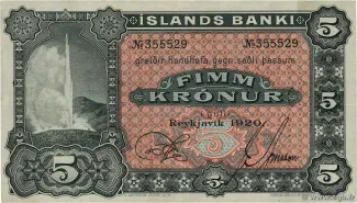 Iceland 5 Krónur, 1920 image