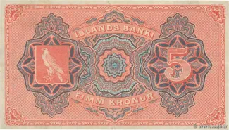 Iceland 5 Krónur, 1920 reverse