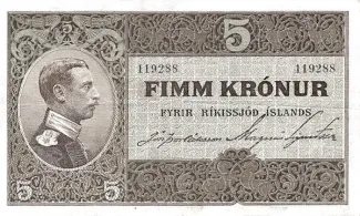 Iceland 5 Krónur, 1925 image