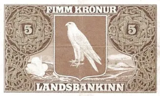 Iceland 5 Krónur, 1925-1928 reverse