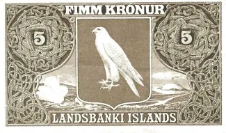 Iceland 5 Krónur, 1928 reverse