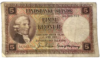 Iceland 5 Krónur, 1928 image