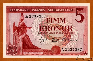 Iceland 5 Krónur, 1957 image
