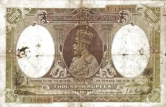 India, British 10.000 Rupees - George V, 1928 obverse