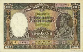 India, British 1.000 Rupees - George V, 1928 obverse