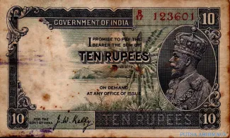 India, British 10 Rupees - George V, 1933 obverse