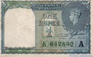 India, British 1 Rupee - George VI, 1944 obverse