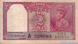 India, British 2 Rupees - George VI, 1937-1949 obverse
