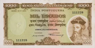 India 1.000 Escudos, 1959 obverse