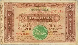 India 4 Tangas, 1917 obverse