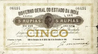 India 5 Rupias, 1899 obverse