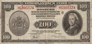 Netherlands East Indies 100 Gulden, 1943 image