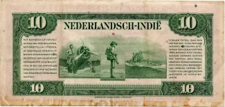 Netherlands East Indies 10 Gulden, 1943 reverse
