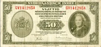 Netherlands East Indies 50 Gulden, 1943 image