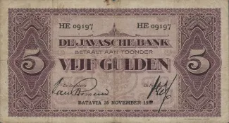 Netherlands East Indies 5 Gulden, 1931 image