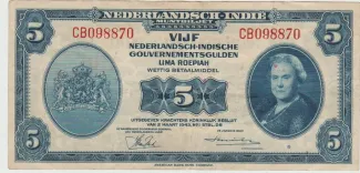 Netherlands East Indies 5 Gulden, 1943 image