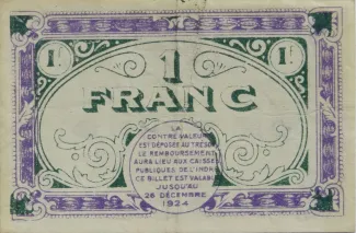 Indre, Department of 1 Franc, 1919-1920 reverse