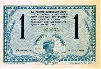 Indre, Department of 1 Franc, 1920 reverse