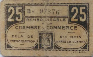 Indre, Department of 25 Centimes, 1915-1918 reverse