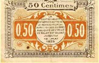 Indre, Department of 50 Centimes, 1920 reverse