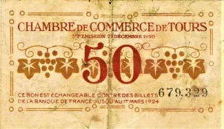 Indre-et-Loire, Department of 50 Centimes, 1920 reverse