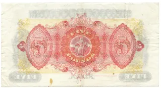 Ireland 5 Pounds, 1922-1928 reverse