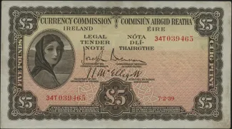 Ireland 5 Pounds, 1939 image