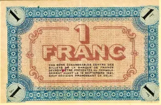 Isre, Department of 1 Franc, 1916 reverse