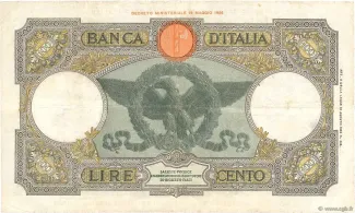 Italian East Africa 100 Lire, 1938-1939 reverse