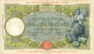 Italian East Africa 500 Lire, 1939 image