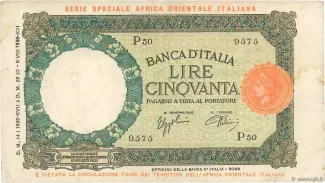 Italian East Africa 50 Lire, 1939 image