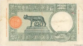 Italian East Africa 50 Lire, 1938-1939 reverse