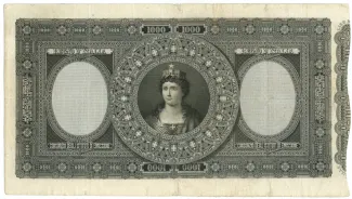 Italian States 1.000 Lire, 1874 reverse