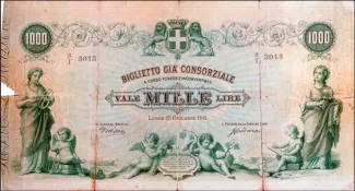 Italian States 1.000 Lire, 1881 image