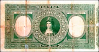 Italian States 1.000 Lire, 1881 reverse