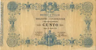 Italian States 100 Lire, 1874 image