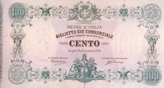 Italian States 100 Lire, 1881 image