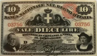 Italian States 10 Lire, 1870 image
