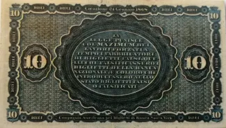 Italian States 10 Lire, 1866-1870 reverse