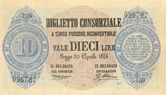 Italian States 10 Lire, 1874 image