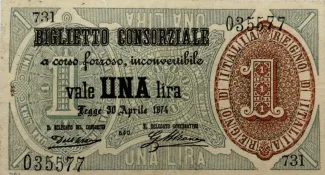 Italian States 1 Lira, 1874 image