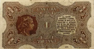 Italian States 1 Lira, 1874 reverse