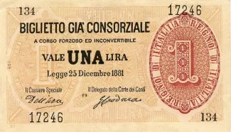 Italian States 1 Lira, 1881 image